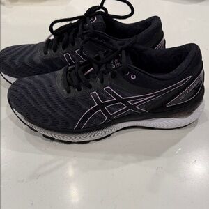 ASICS Women's Black and Light Pink Sneakers